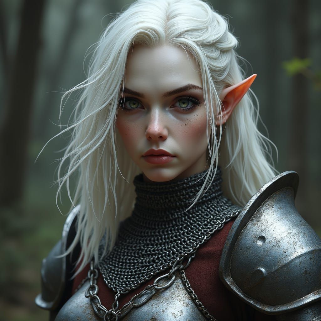 Tiefling Warrior with Chain Mail Armor in Fantasy Art