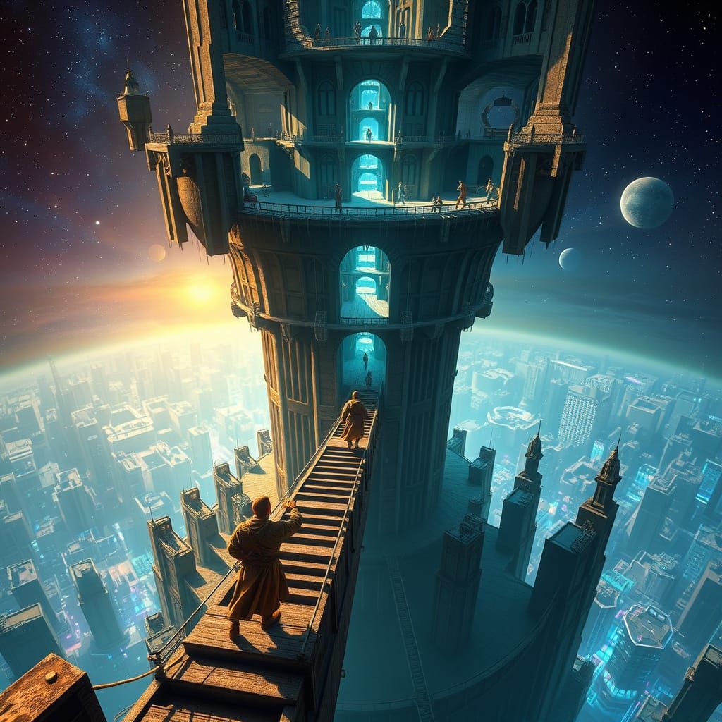 Ethereal Tower Defies Gravity in Whimsical, Dreamlike Style