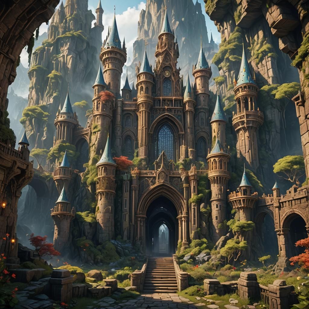 Fantasy Realm Gateways: Detailed Matte Painting