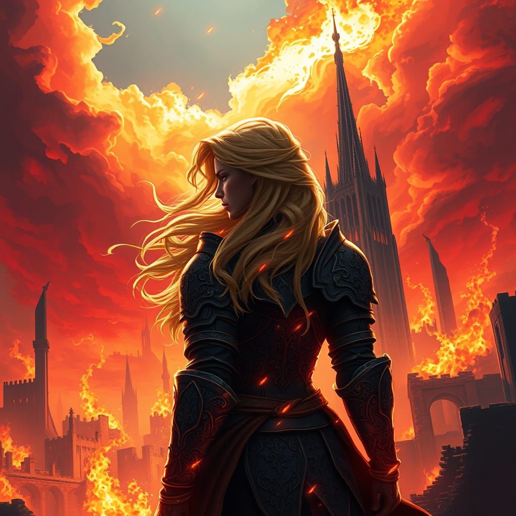 Fiery Apocalypse in Vibrant Red and Gold