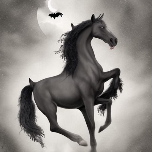 Spooky Halloween Cartoon Horse Digital Painting