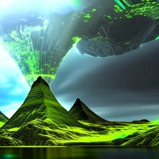 Epic Island Hologram Battle in Hyperrealistic 3D