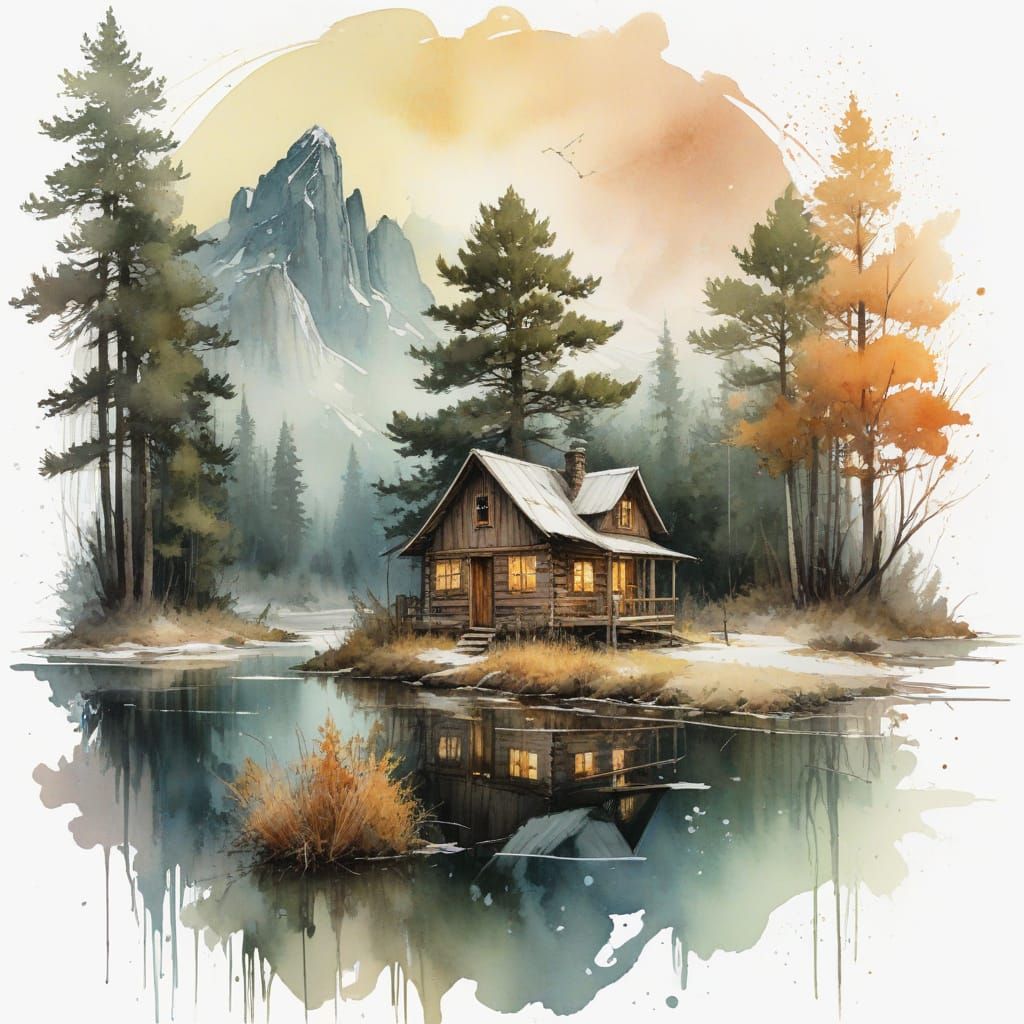 Winter's Serene Awakening in Watercolor