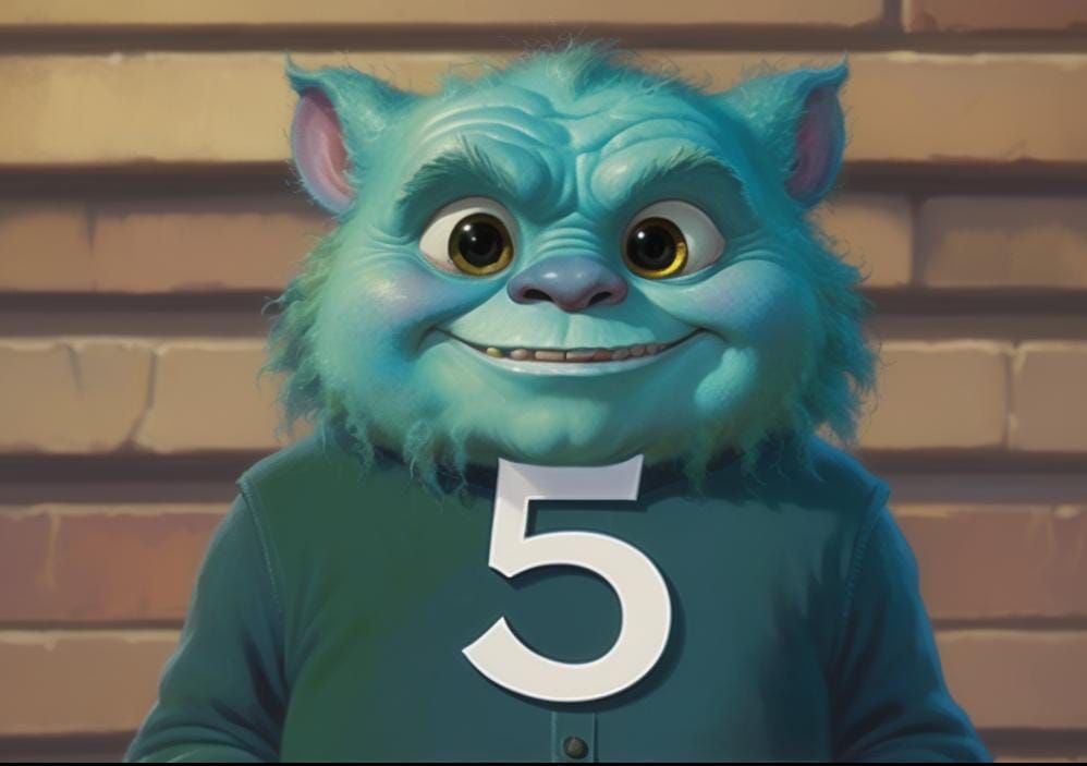 Ethereal Creature Holding Number Sign in Fantasy Style