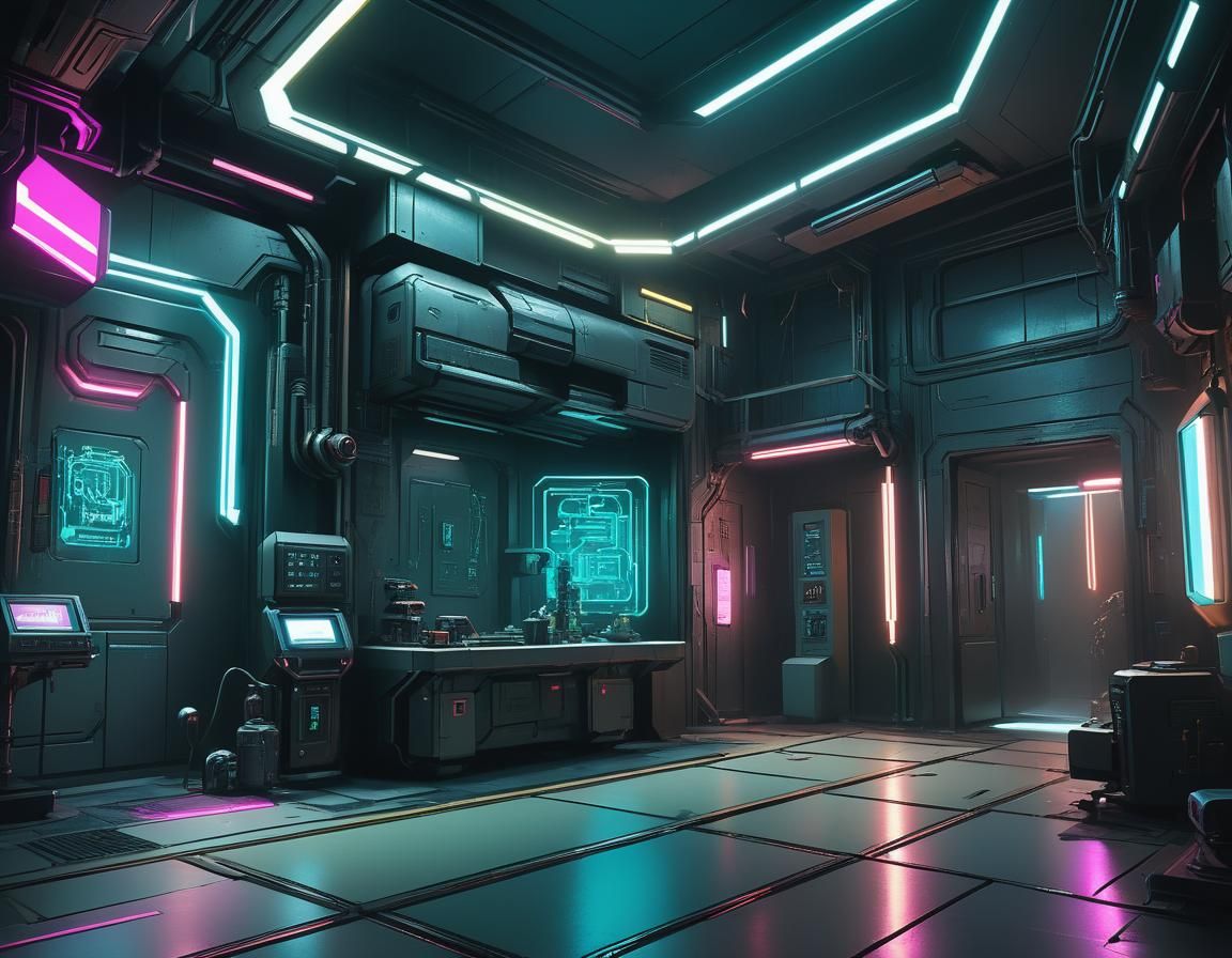 Cyberpunk Nanotechnology Lab in Secret Mansion