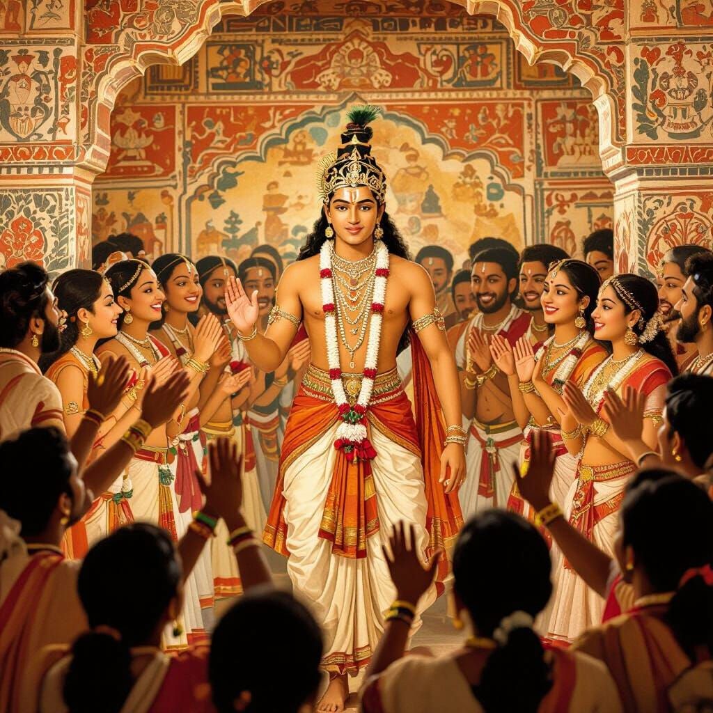 Prince Sutasoma Returns: Ajanta Cave Painting