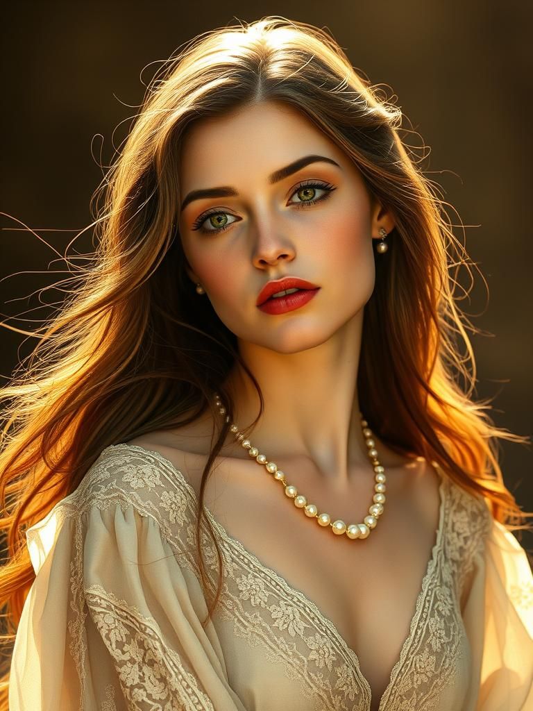 Ethereal Woman in Pre-Raphaelite Style