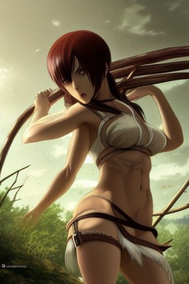 Mikasa as Wood Nymph in Ghibli Style