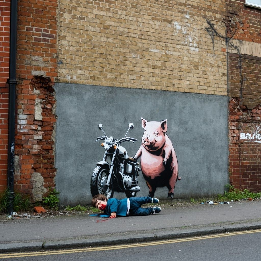 Banksy Style Stencil Art of Injured Person