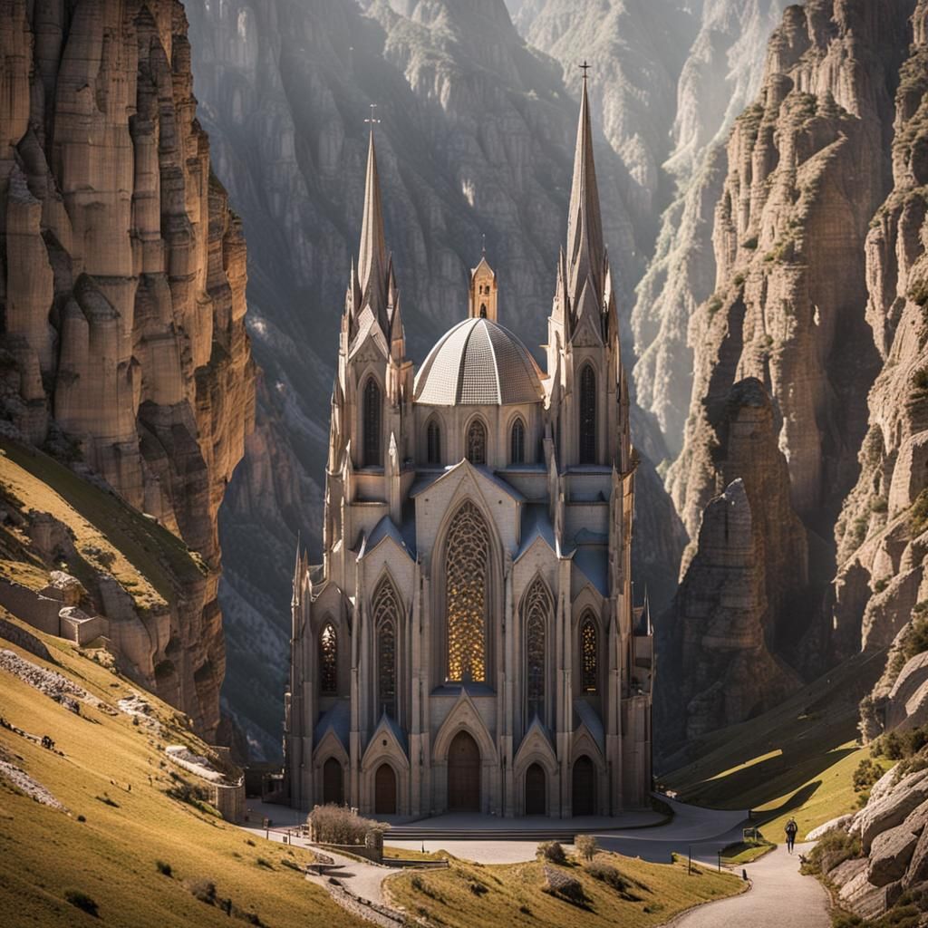 Mountain Cathedral in Digital Painting Style