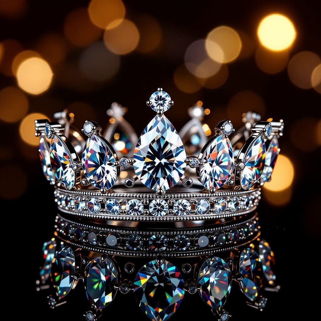 Diamond Crown Macro Photo: Elegant Luxury Jewelry