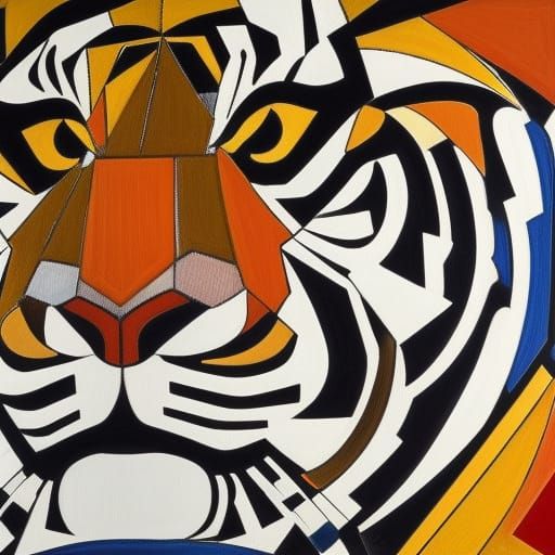 Geometric Tiger in Abstract Style, Unreal Engine 5
