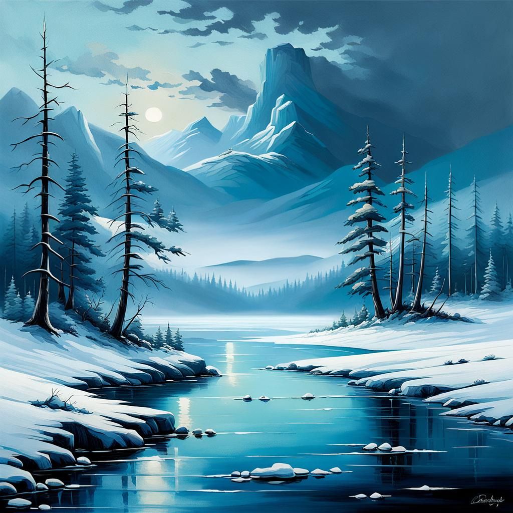 Icy Winter Landscape Inspired by Romanticism