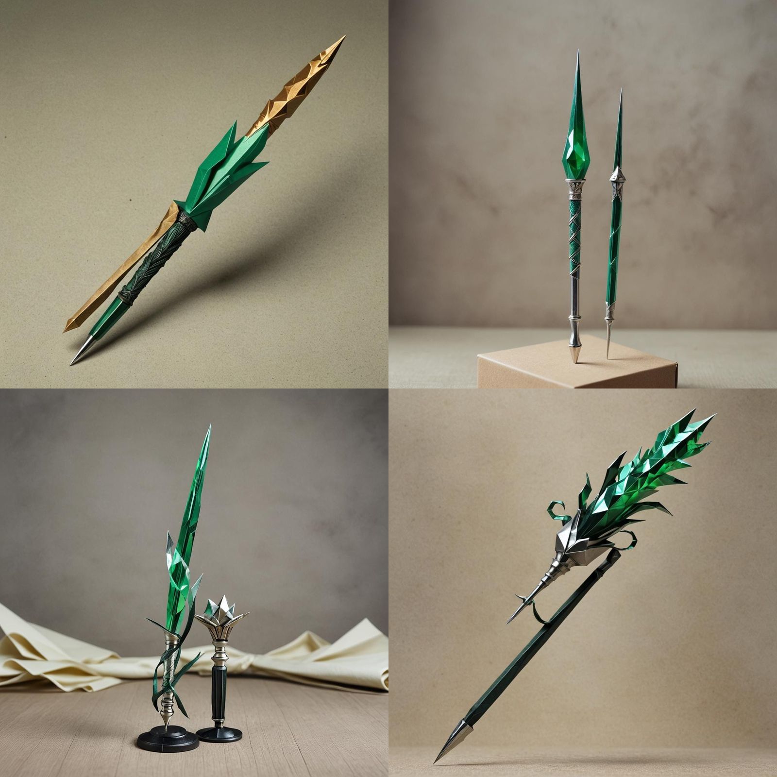 Magic Wand with Emerald Hilt in Glass Case