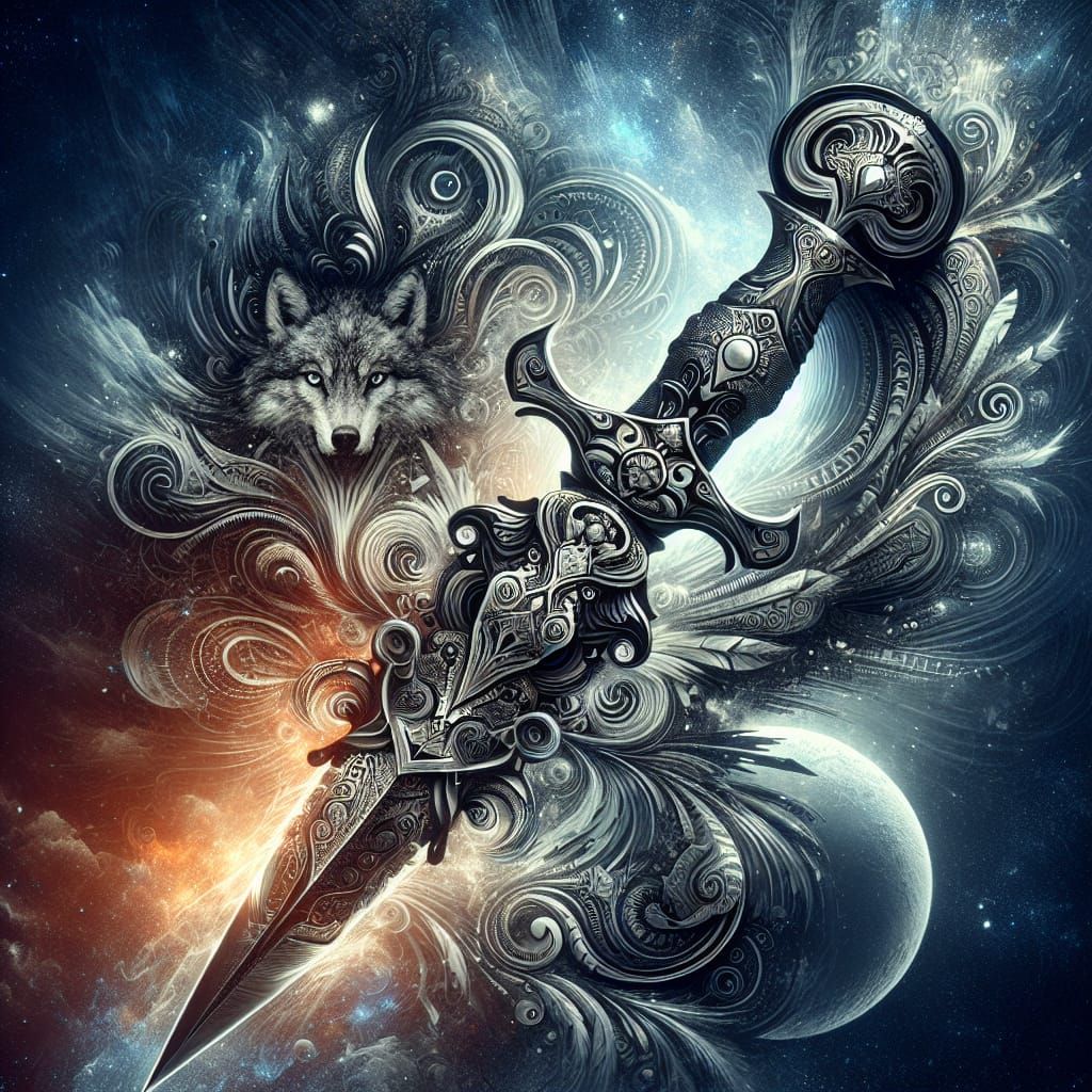 Wolf Dagger: Intricate Digital Matte Painting