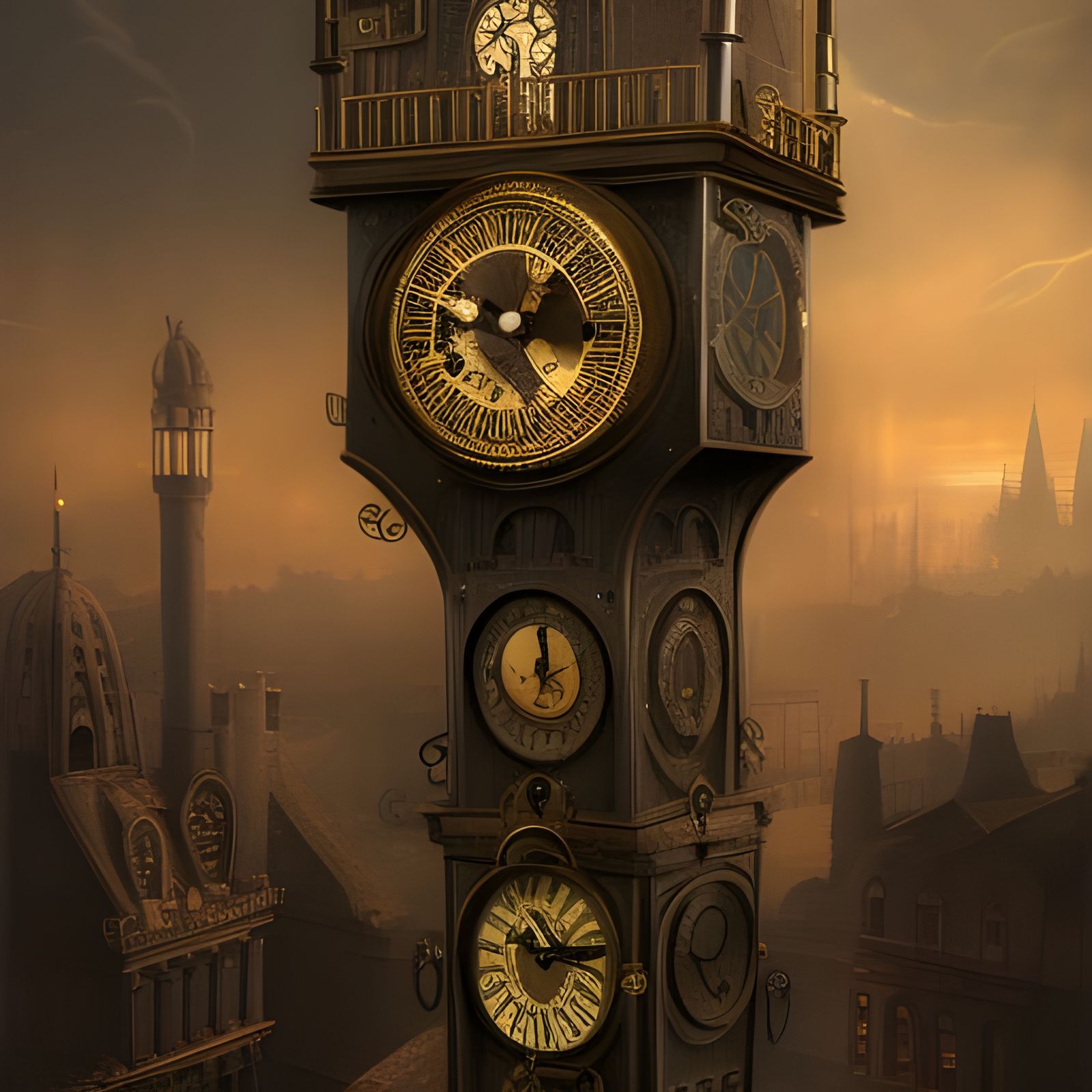 Steampunk Tower Clock in Victorian Style