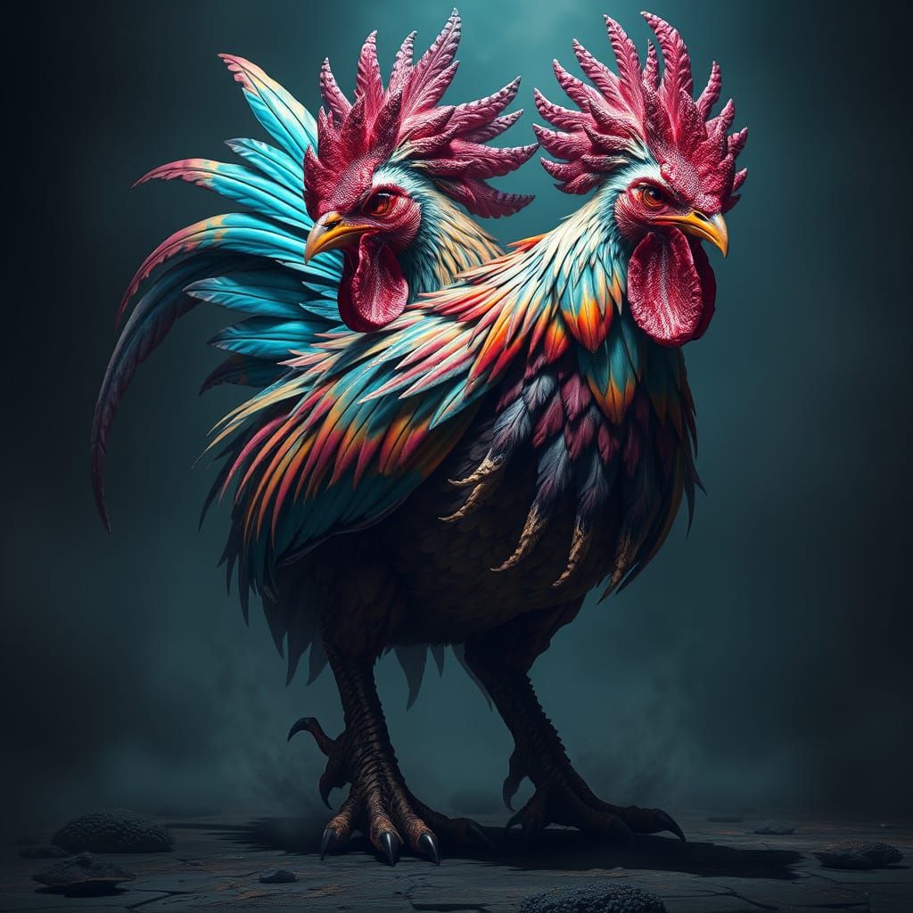 Fierce Cyclopean Siren with Chicken Features in Vibrant Fant...