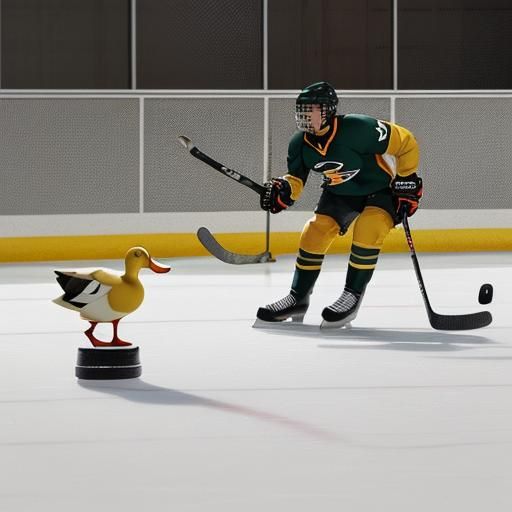 Duck Playing Hockey