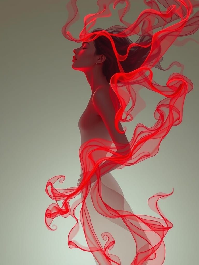 Ethereal Smoke Goddess in Art Nouveau Style