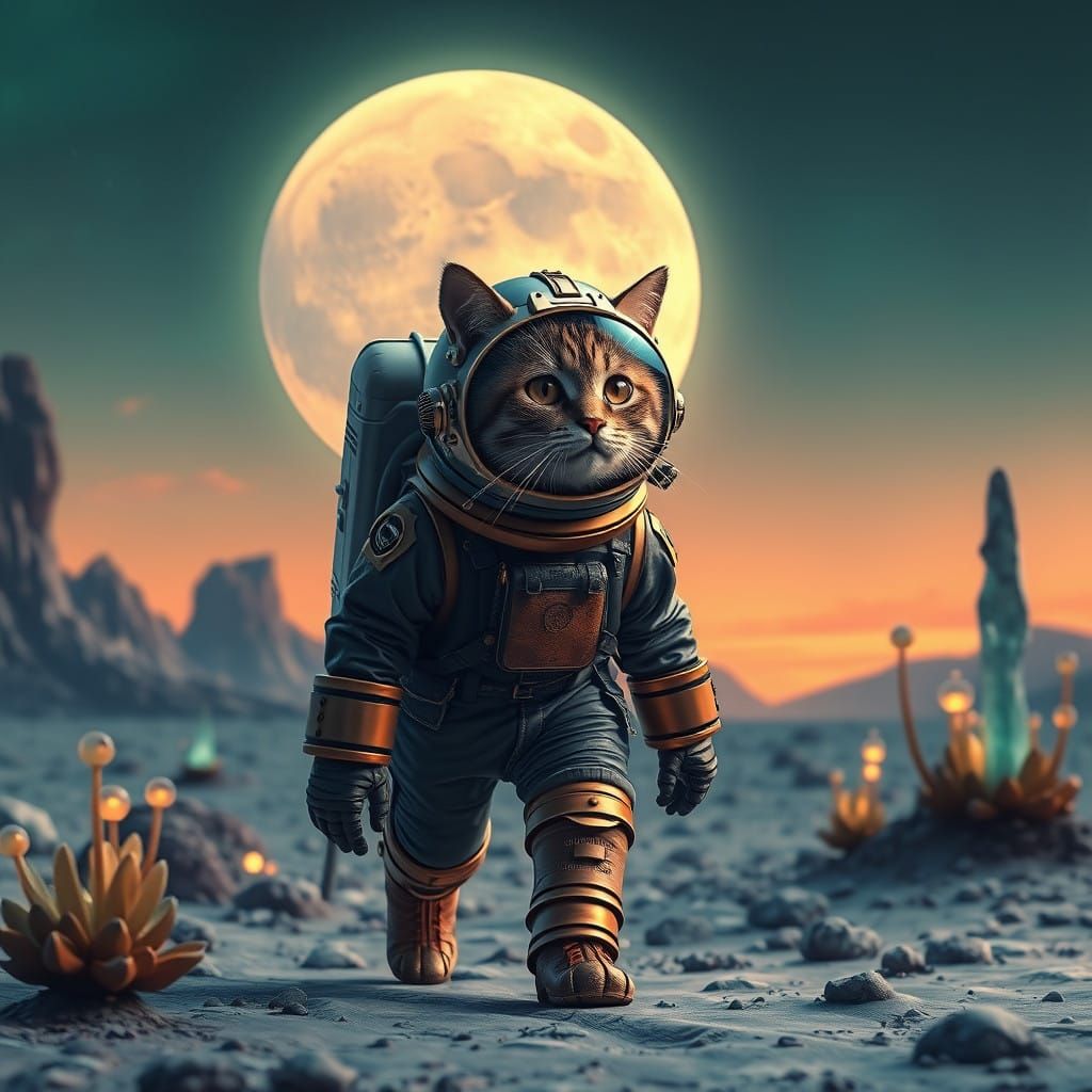 Vintage Diver Explores Dreamlike Lunar Landscape in Sci-Fi C...