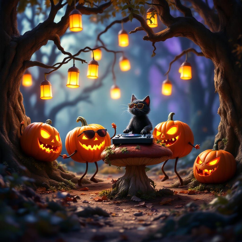 Pixar Style Halloween Party with Dancing Pumpkins