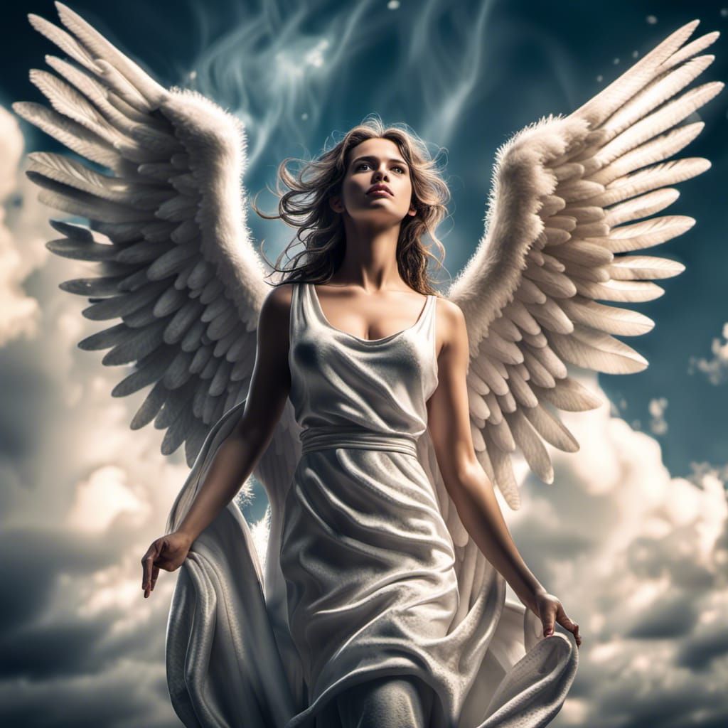 Stunning Angel in Heaven: Hyperrealistic 3D Render