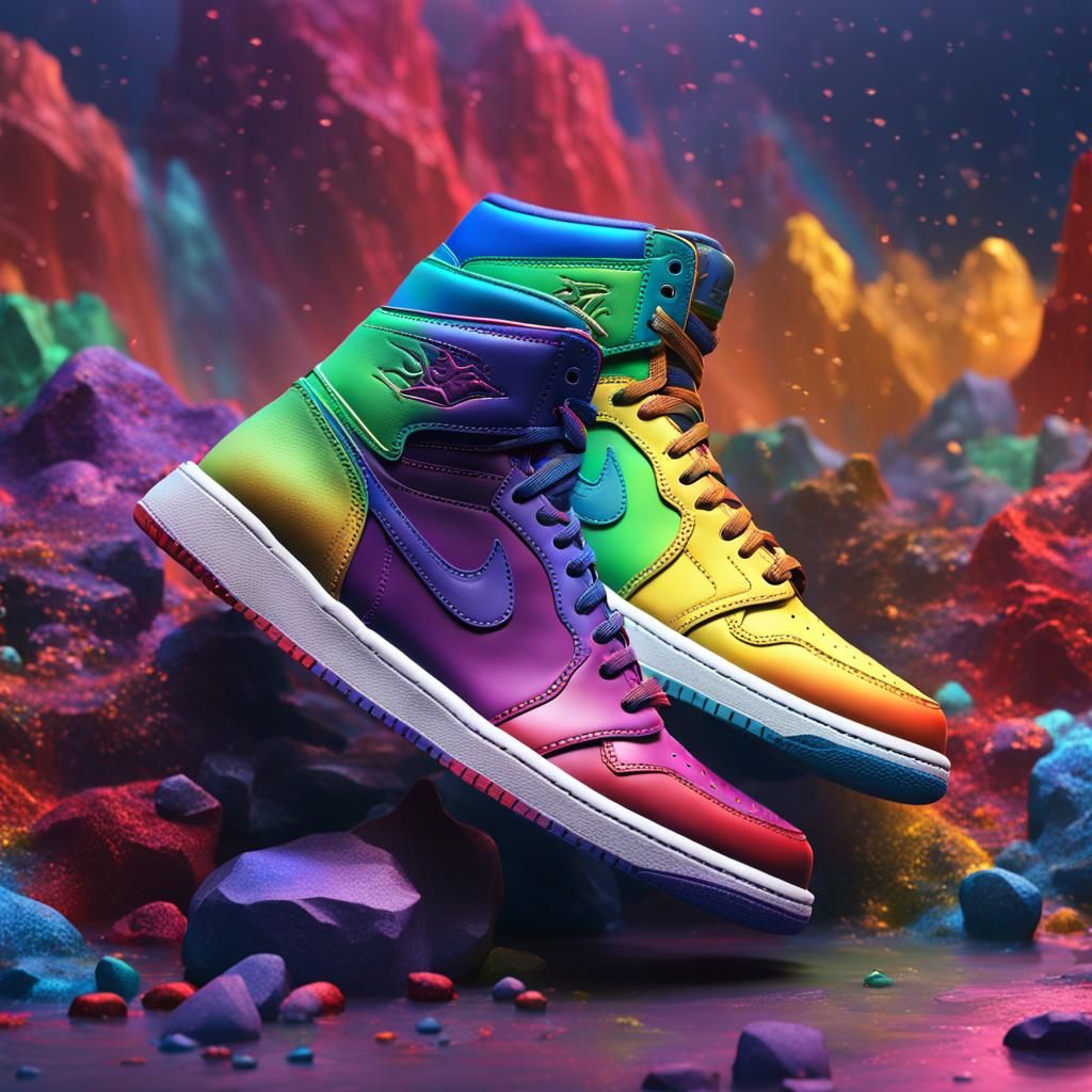 Rainbow Jordans Shoes in Detailed Matte Painting