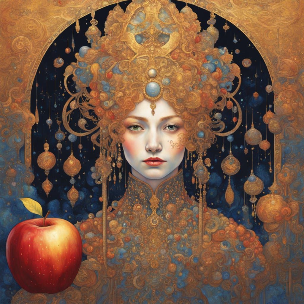 Majestic Queen Amidst Dripping Paint and Shimmering Aura