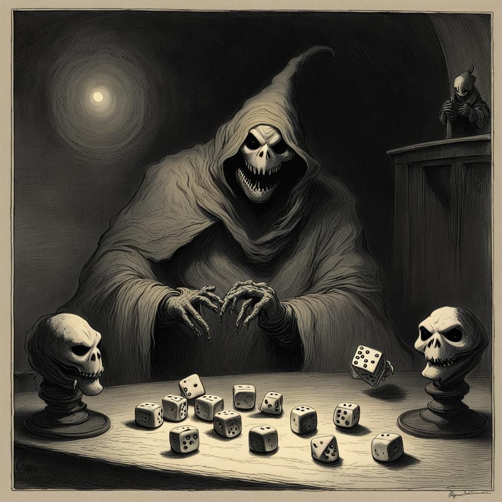 Oogie Boogie's Fateful Dice Roll: A Gothic Horror Scene