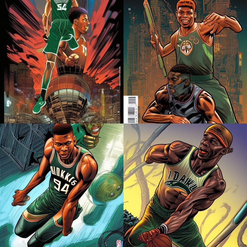 Basketball Star in Comic Book Art Style