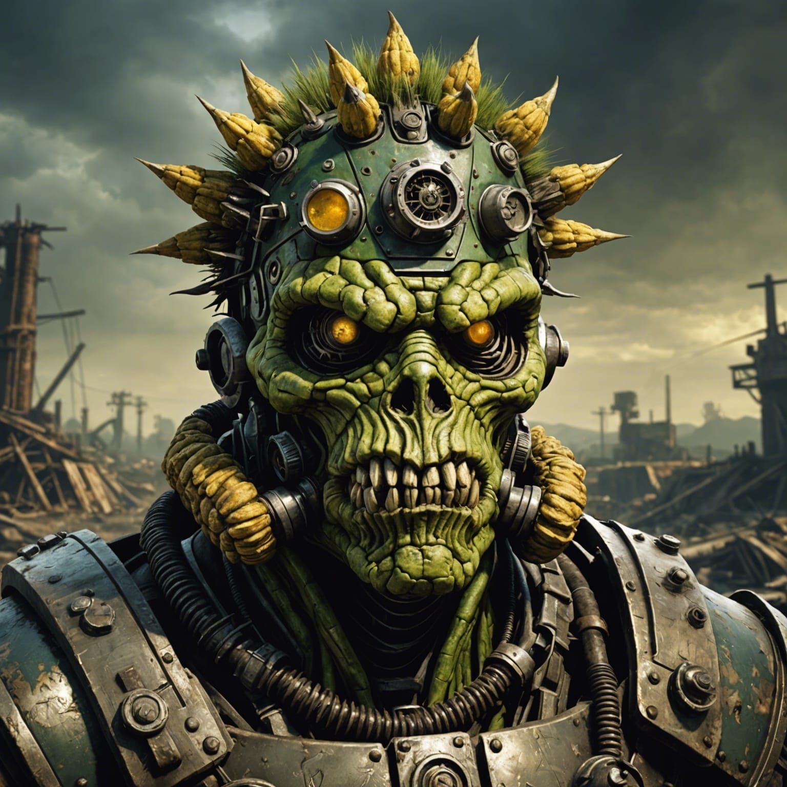 Fallout Super Mutant as Arcimboldo-Style Portrait