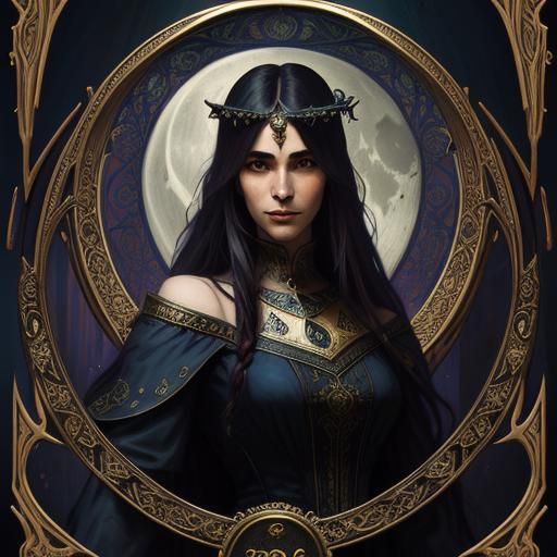Victorian High Priestess Portrait in Art Nouveau Style