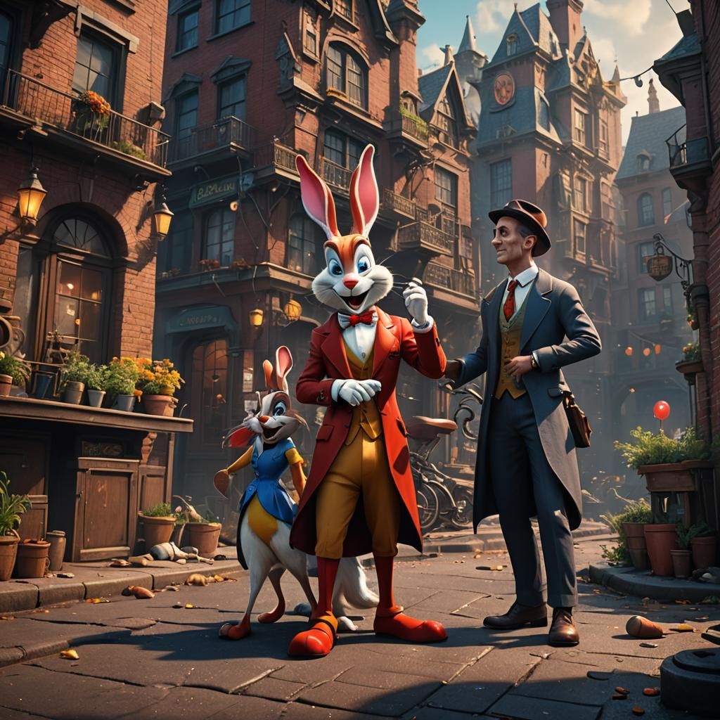 Roger Rabbit and Girlfriend: Detailed Matte Painting