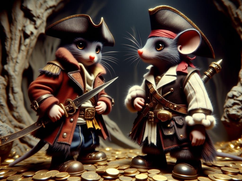 Pirate Mouse Swashbuckler in Hyperrealistic Don Macana Style