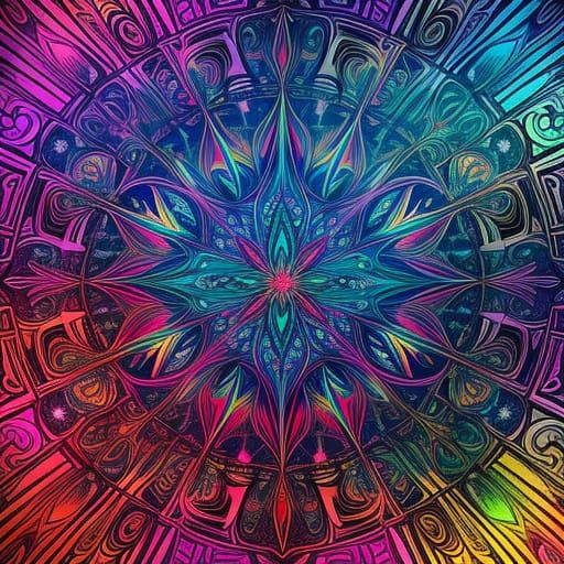 Surreal Comic Bird in Iridescent Feathers, Angular Lines, an...