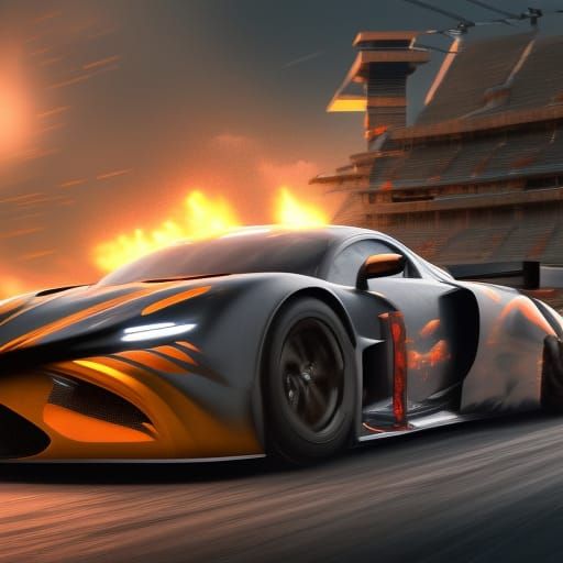 Detailed Race Car Matte Painting in Deep Color