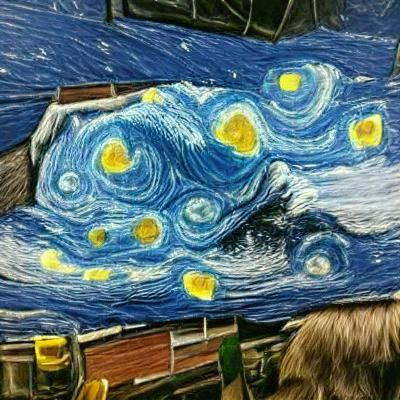 Starry Night in Post-Impressionist Style