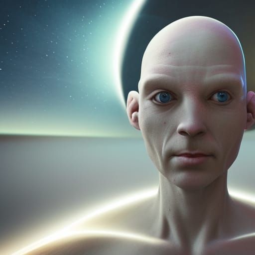 Hyperrealistic Alien Hybrid in Sci-Fi Space