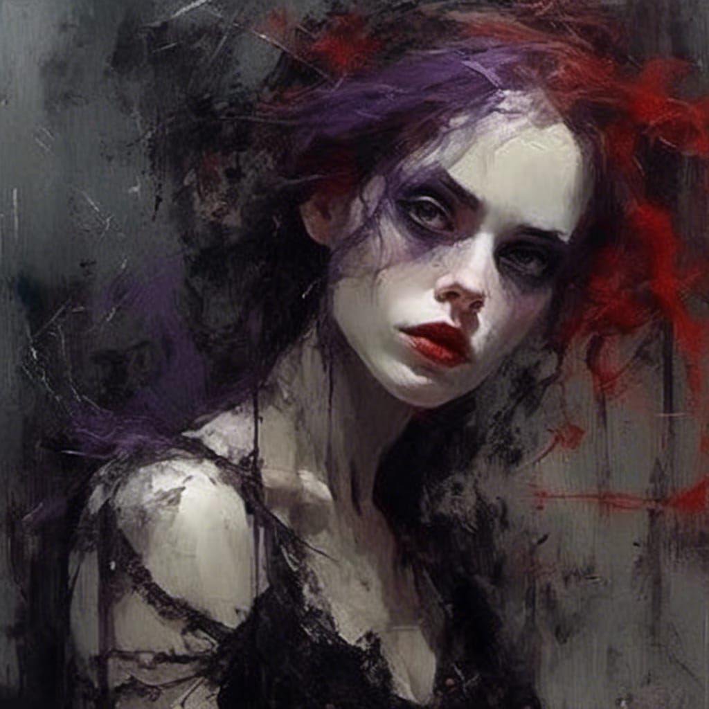 Sensual Gothic Woman Portrait in Maximalist Style