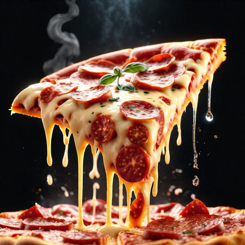 Delicious Pepperoni Pizza Slice in High-Quality CGI
