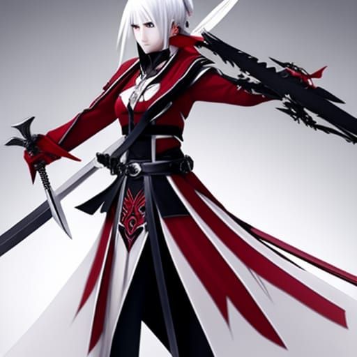 Anime Ninja Sword Fight with Crimson Spray