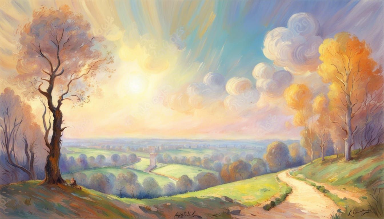 Fantasy World Map in Impressionistic Style