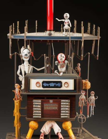 Macabre Electromechanical Carnival Machine, Oil Painting