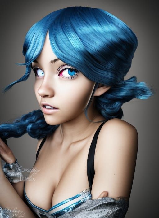 Hyperrealistic Portrait of Juvia Lockser in Anime Style