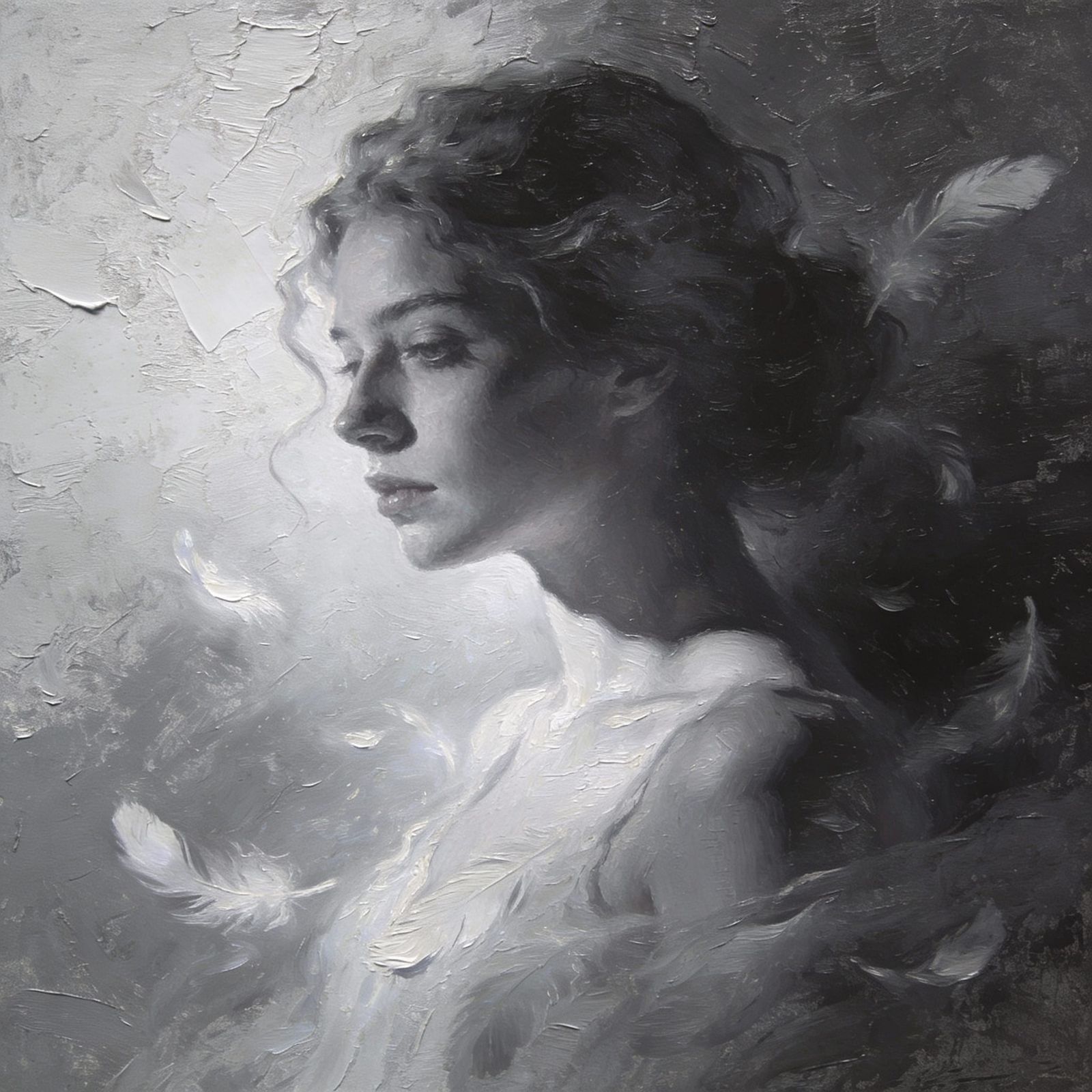 Portrait in Thick Impasto Oil Style