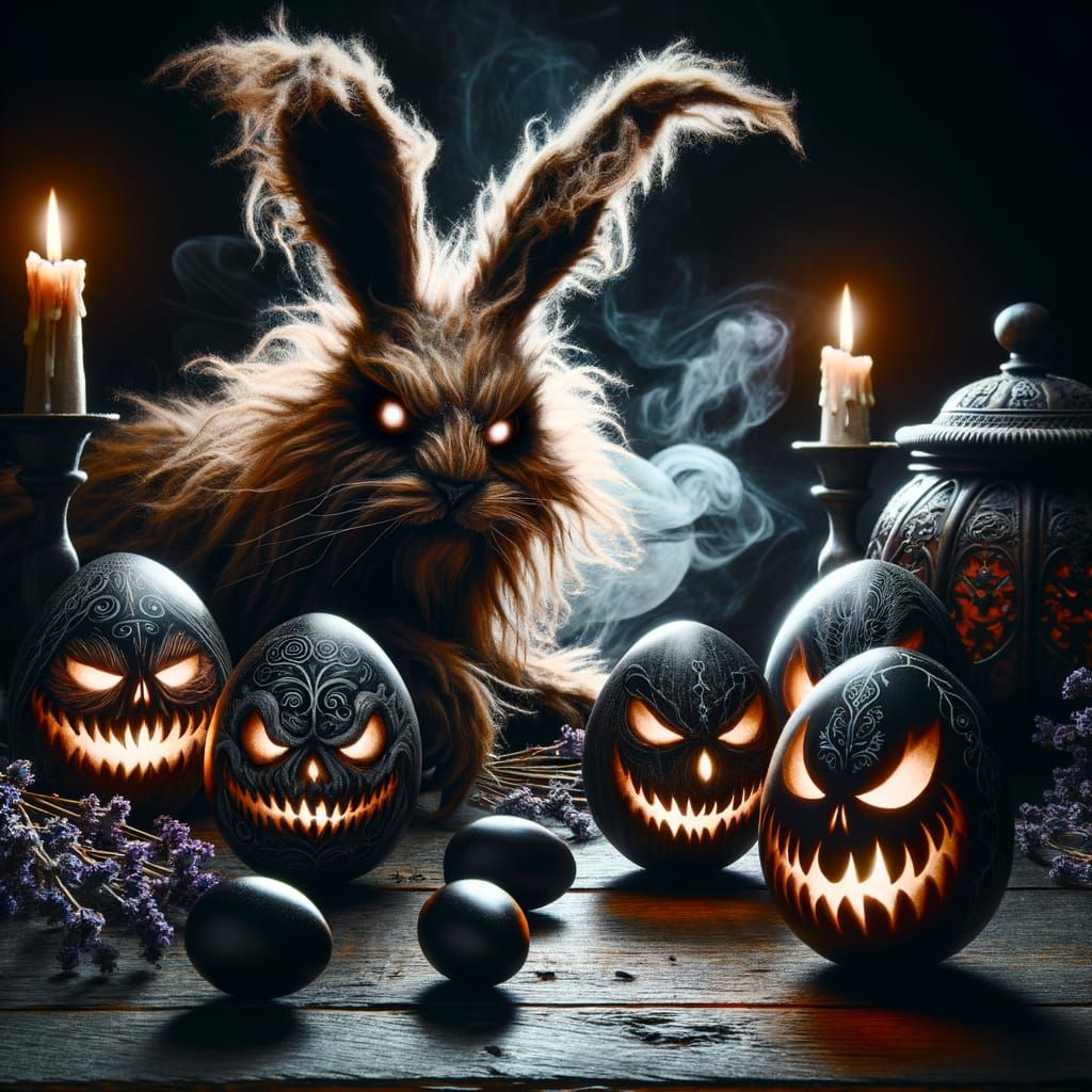 Halloween Horror Easter Eggs with Ominous Hares