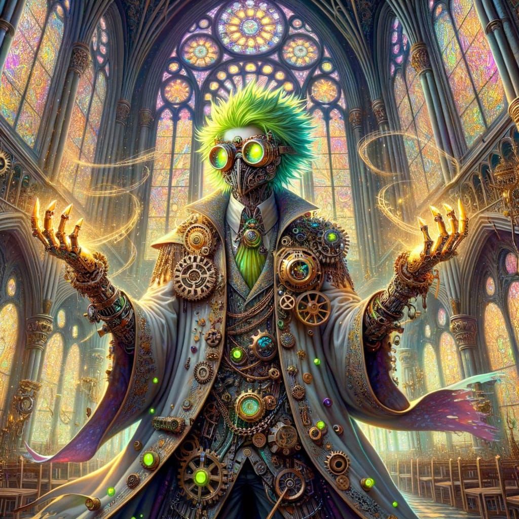 Gothic Artificer in Cathedral with Clockwork Details