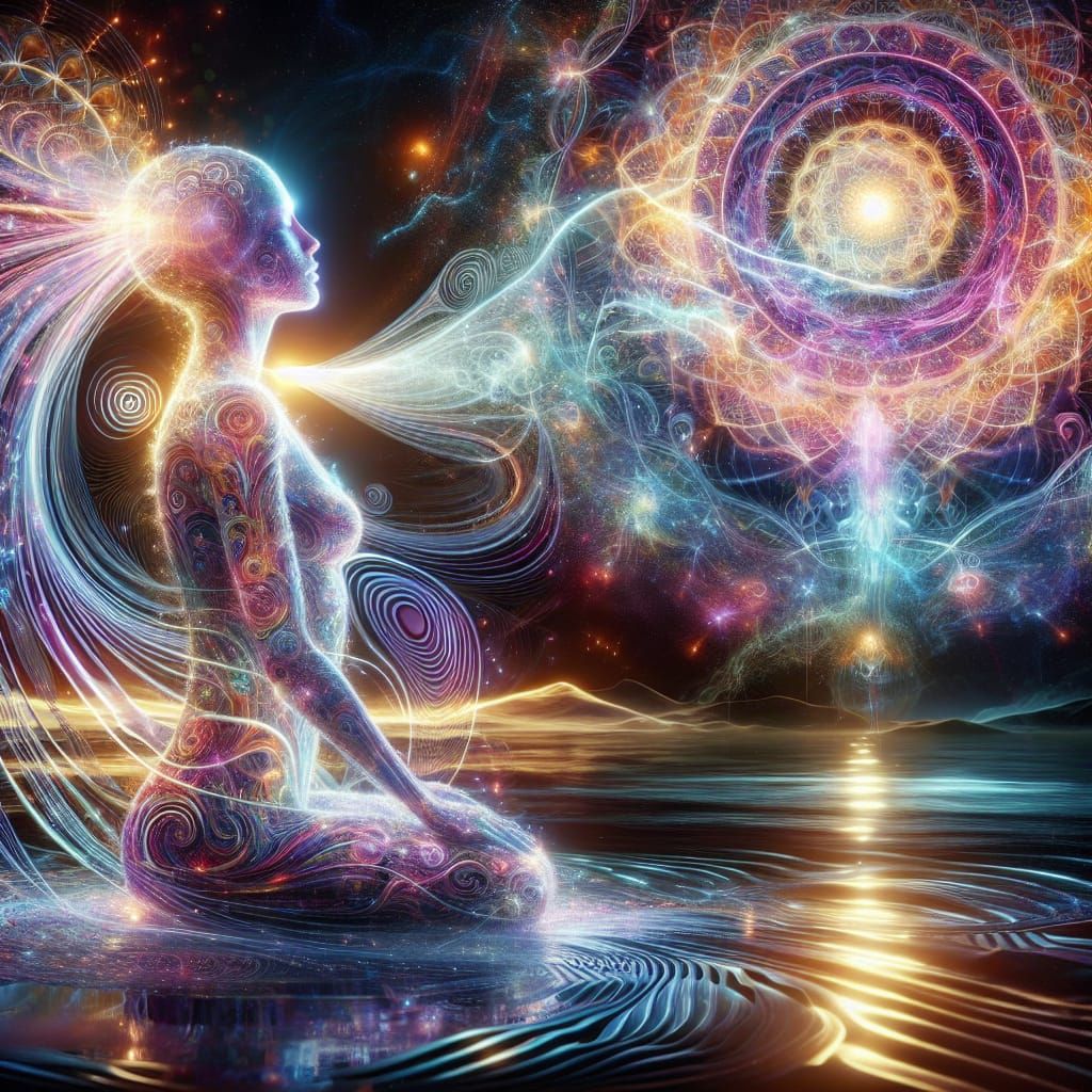 Vivid Female Figure: Creative Energy in Sacred Geometry