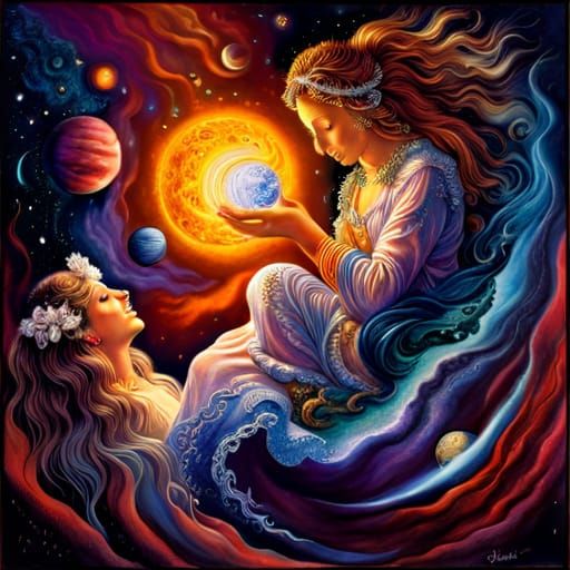 Celestial Nebulae Dreamscape Inspired by Josephine Wall
