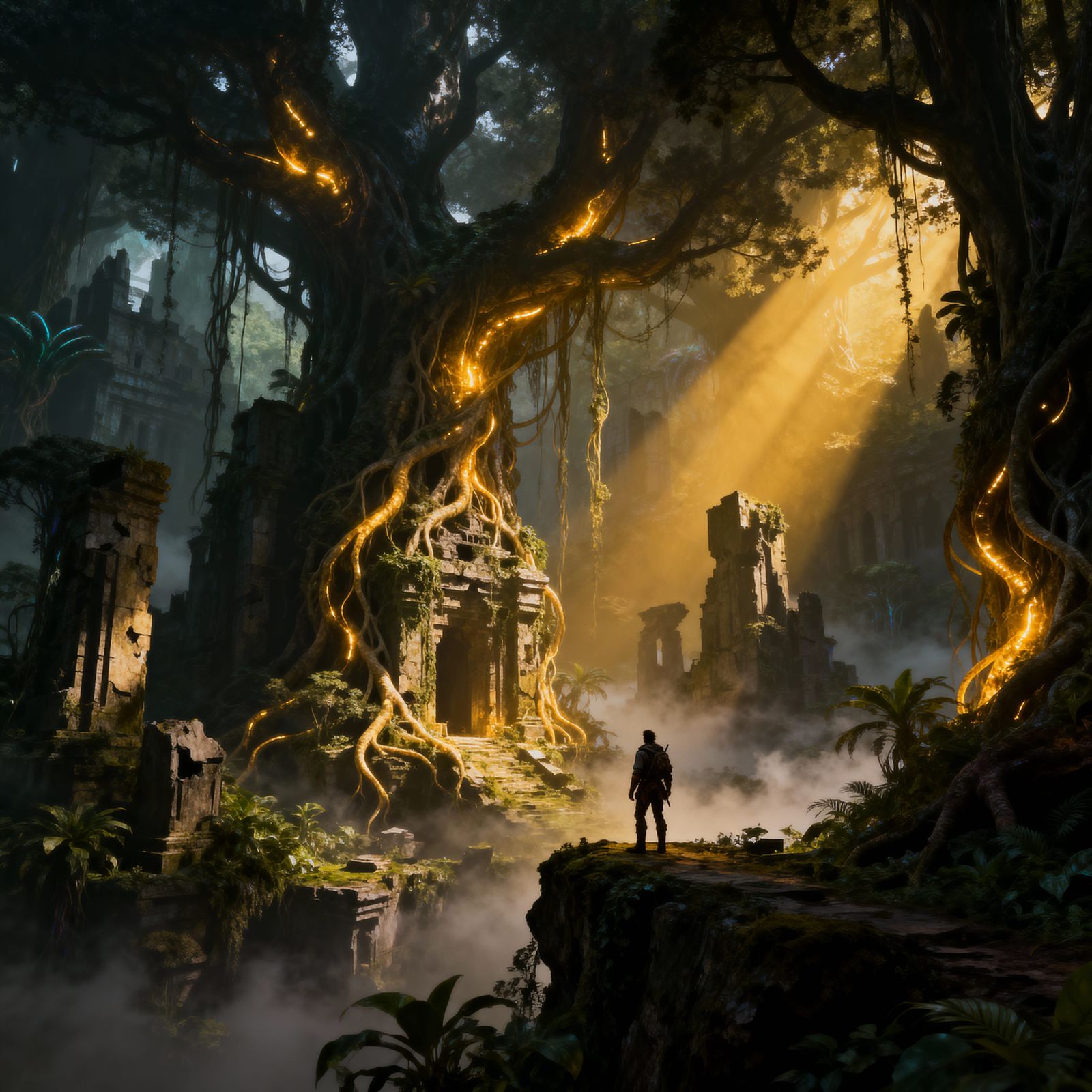 Epic Fantasy Lost City Overrun by Alien Jungle
